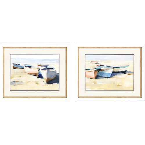 Summer Beached Boats Framed Art Prints