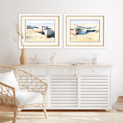 Summer Beached Boats Framed Art Prints lifestyle idea