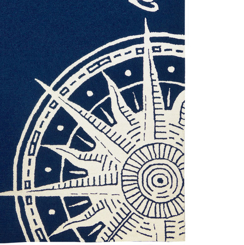 Sailor's Compass Navy Blue Hand-Hooked Area Rug cropped image