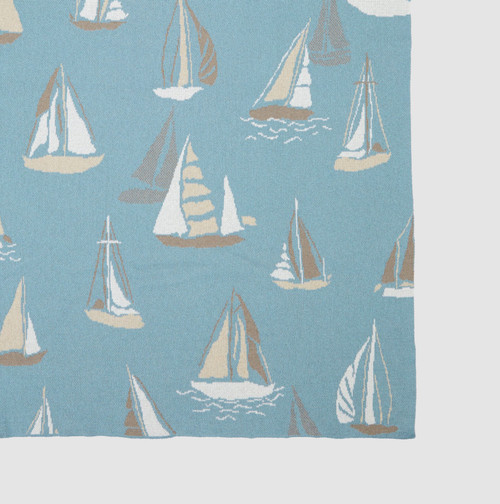 Sail Away Light Blue Eco-Knit Lux Throw close up image