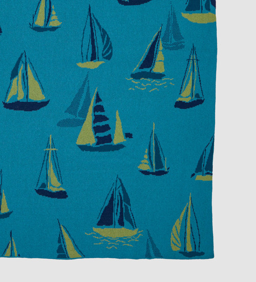 Sail Away Teal Blue Eco-Knit Lux Throw cropped