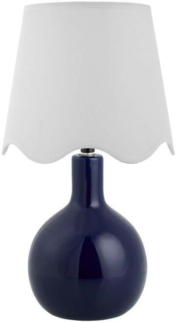 Balboa High Gloss Navy Blue Lamp white linen shade