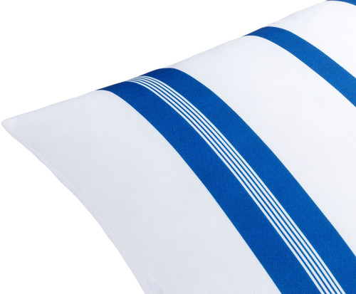 On Deck I Blue and White Stripe 20 x 20 Pillow corner