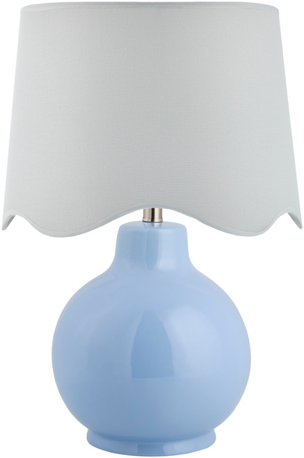 Catalina Isle Sky Blue Lamp - white linen shade