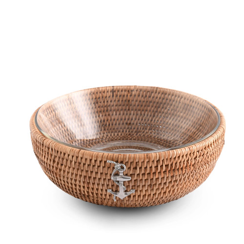 Anchors Aweigh Rattan and Acrylic Serving Bowl view 3