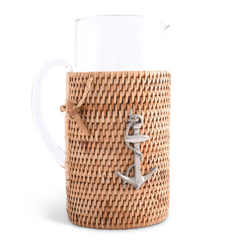 Anchors Aweigh Rattan Covered Glass Pitcher