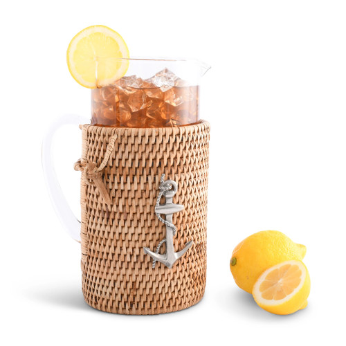 Anchors Aweigh Rattan Covered Glass Pitcher lifestyle image