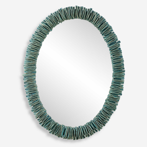 Bonaire Teal Blue Waters Oval Mirror
