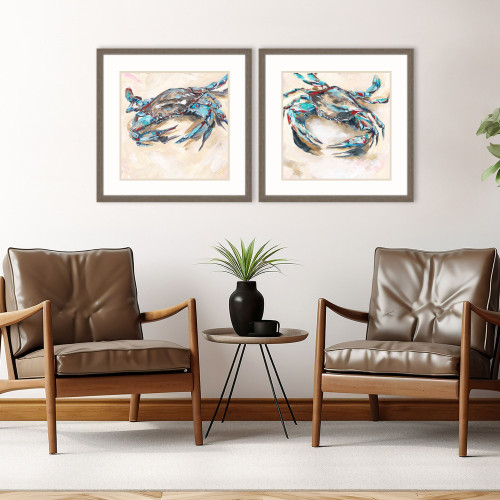 Set of Two Blue and Red Framed Crab Images room idea