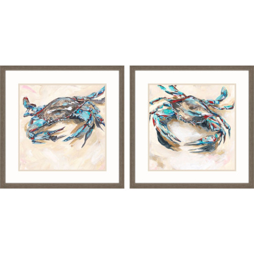 Set of Two Blue and Red Framed Crab Images