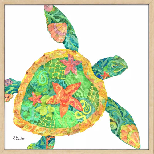 Nassau Bright Sea Life Set of Four Framed Canvases_turtle