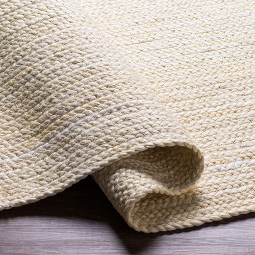 Belvedere Natural Braided Cream Jute Area Rug roll