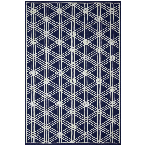 Navy Hex Geometric Hand-Tufted Area Rug