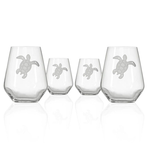 Under the Sea Turtle Engraved Stemless Wine Tumblers