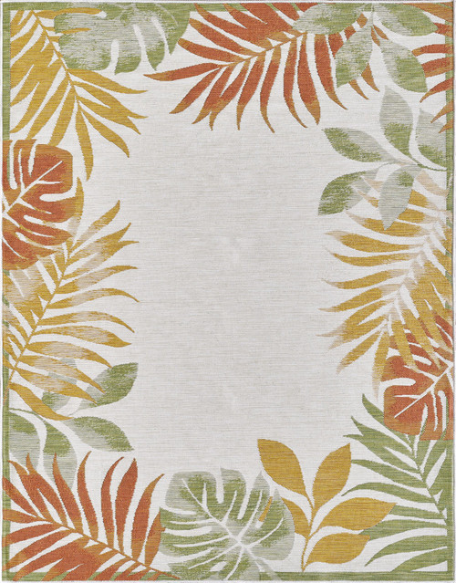 Reversible Warm Tropical Palm Border Dahlia Rug.1