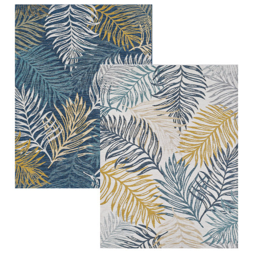 Reversible Fiji Blue Palms Dahlia Rug