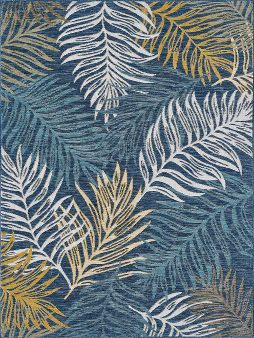 Reversible Fiji Blue Palms Dahlia Rug blue side