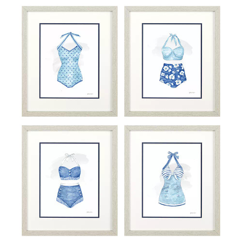 Blue Coastal Cottage Swim Suit Art Set
