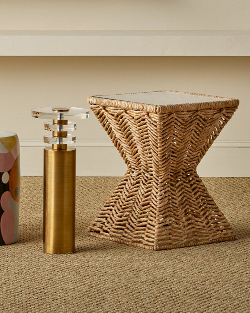 Portside Woven Glass Topped Table in room
