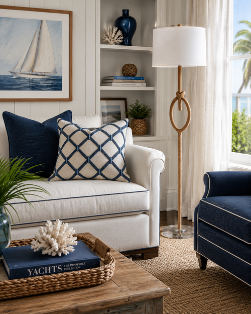 Elliot Harbor Knotted Floor Lamp with Anastasia Pillow