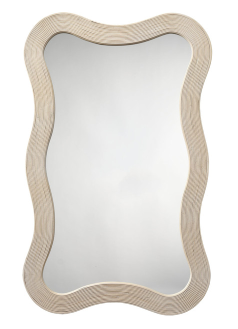 Sandswept Rectangle Curvy Mirror in Cream Bamboo