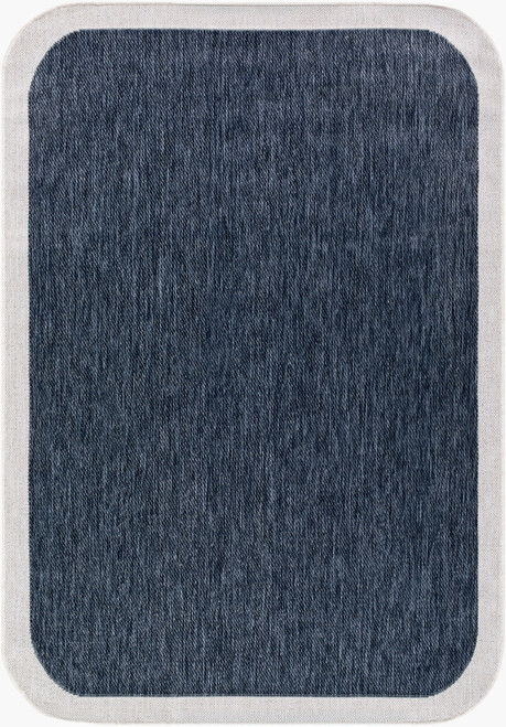 Rosemary Beach Navy and Cream Border Rug