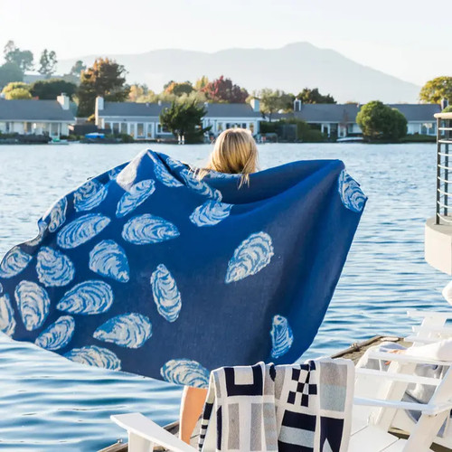 Blue Oyster Shell Eco-Knit Throw lifestyle image