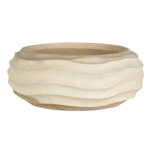 Handcrafted Waveform Sculptural Wooden Bowl 