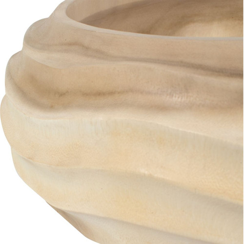 Handcrafted Waveform Sculptural Wooden Bowl edge