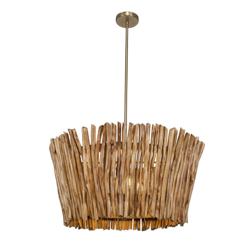 Rhiannon Driftwood and Antique Brass Chandelier light on