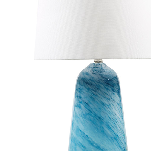 Sea Blue Swirled Confetti Glass Lamp close up