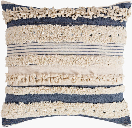 St. Tropez Navy and Cream Striped Plush Pillow
