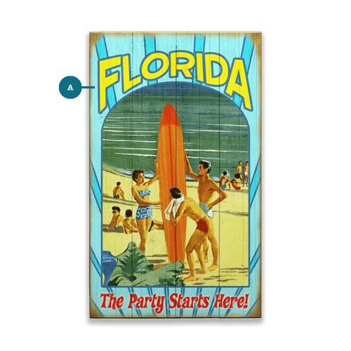 The Party Starts Here Custom Beach Art Sign with indicator