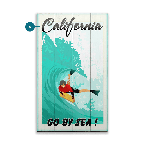 Go By Sea Surfing Custom Beach Art Sign with marker