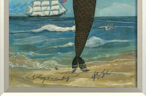 Listening to a Love Song Mermaid Art - White Frame_bottom