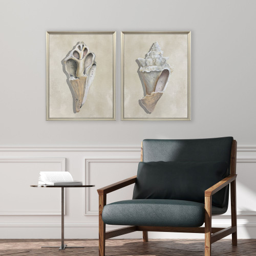 Found Broken Beach Shells II Framed Art Pair in room