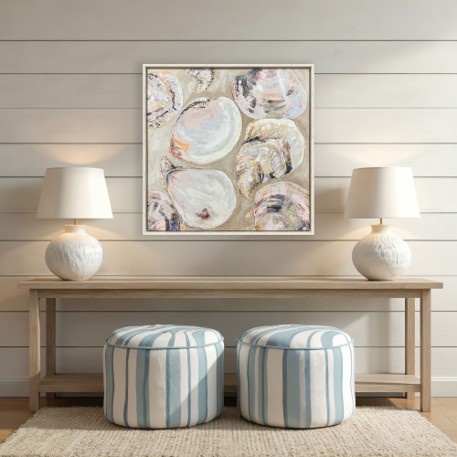 Summer Party Pink Shells Framed Canvas  room idea
