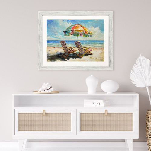 Breezy Beach Vibes Framed Coastal Art room example Breezy Beach Vibes Framed Coastal Art room example