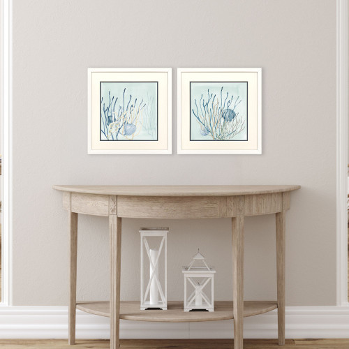 Flowing Under the Sea Coral Framed Art Pair room
