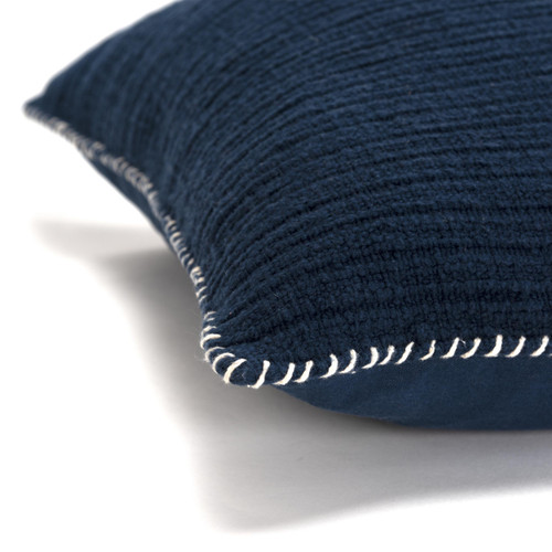 Seacliff Navy Blue Stripe Textured 22 x 22 Pillow side view 1
