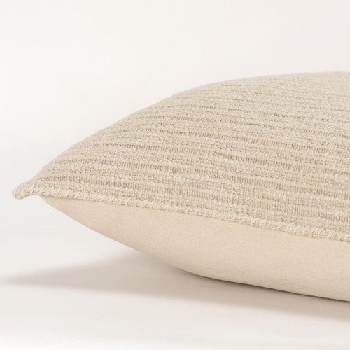 Seacliff Cream Stripe Textured 22 x 22 Pillow side view