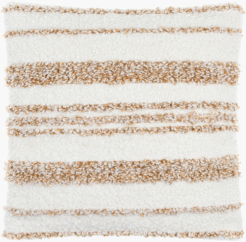 Shoreside Striped Tan and White Tufted Pillow