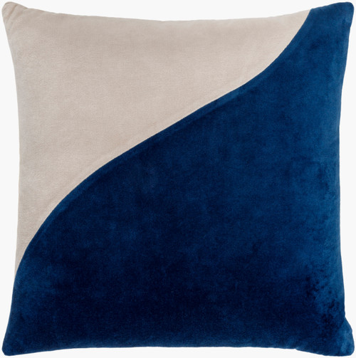 Manhattan Beach Wave Dark Blue Velvet 20 x 20 Pillow