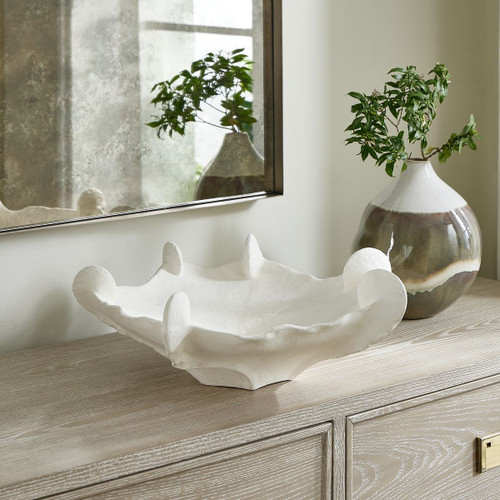 Coral Mirage White Display Bowl on table 
