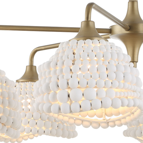 Castine 6-Light White Beaded Scallop Chandelier close up 1