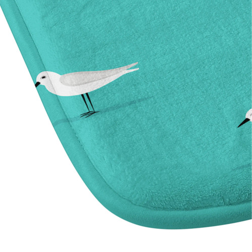 Sandpipers on Teal Memory Foam Bath Mat close up
