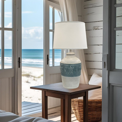 Blue Lagoon Lane Turtle Lamp in room example