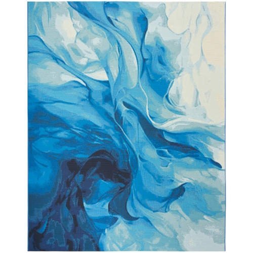 Ocean Sapphire Splash Woven Indoor-Outdoor Rug