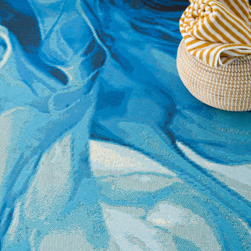Ocean Sapphire Splash Woven Indoor-Outdoor Rug close up