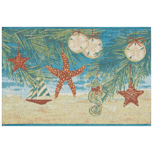 Holiday Beach Ornaments Woven Accent Rug